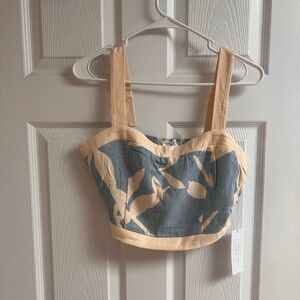 Sienna Sky Blue and Beige Patterned Top